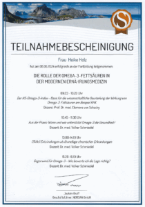 Zertifikat Omega 3 Ernährung